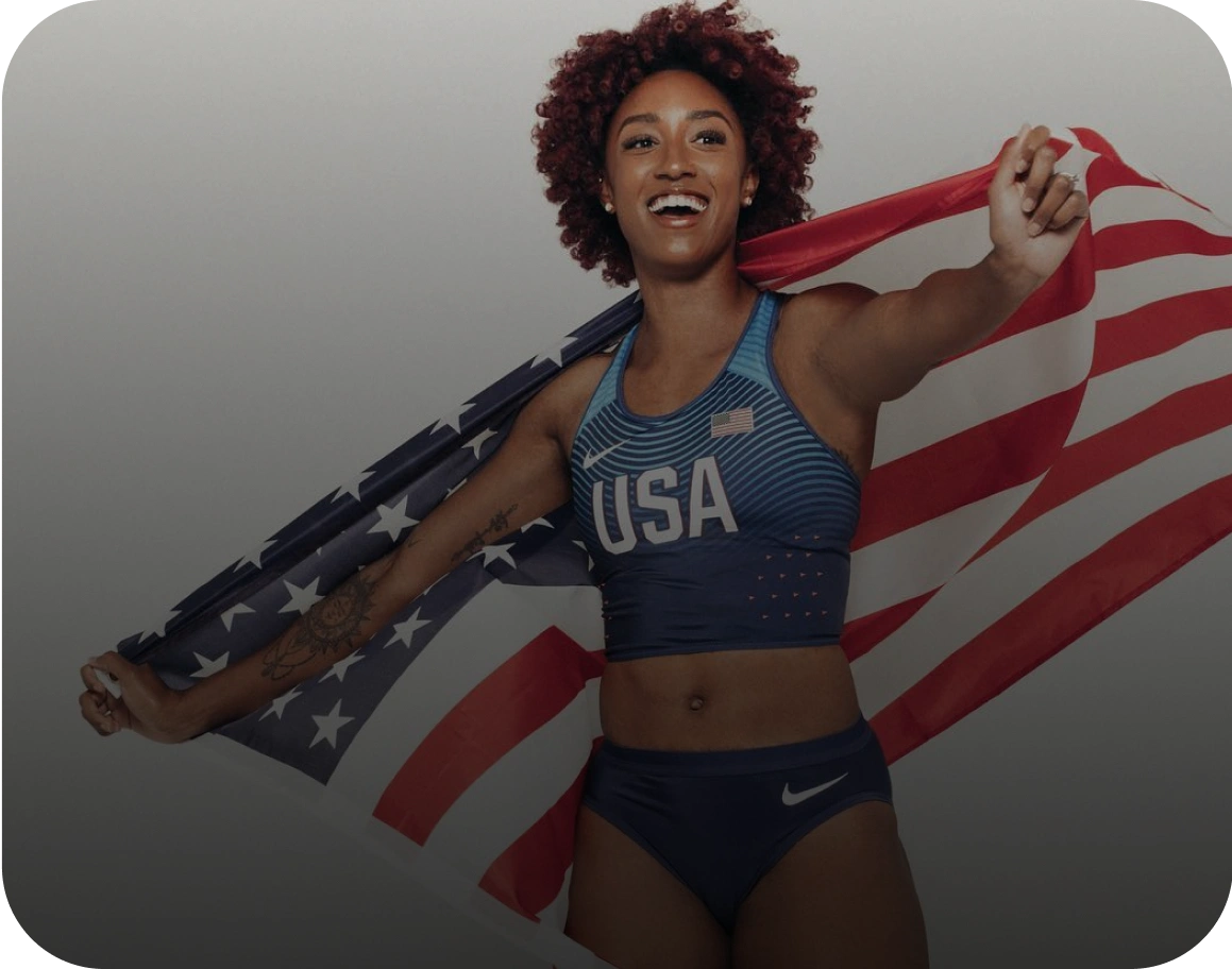 Olympic runner Brianna McNeal with American flag